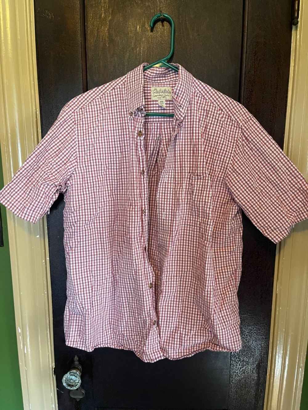 Cabela's Red and White Gingham Short-Sleeve Button-Down Shirt